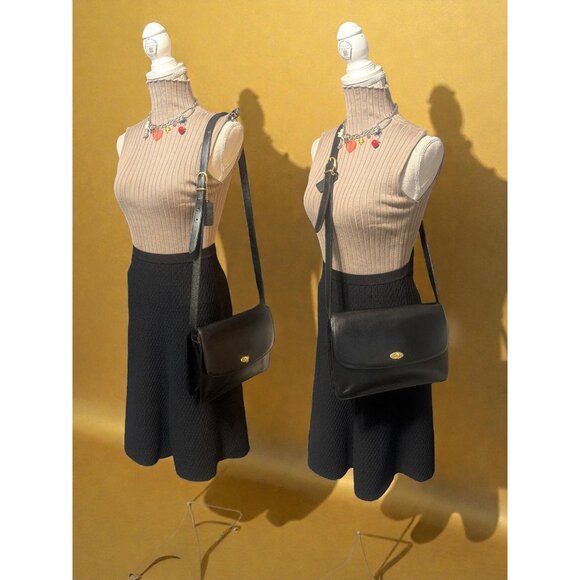 VTG Coach Madison Royalton Bag 4403 Black Caviar Leather Flap Turnlock 90s Italy - Picture 2 of 12